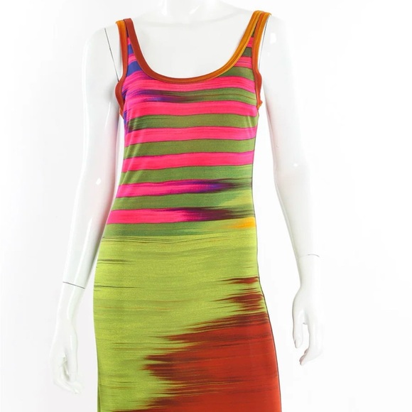 Jean Paul Gaultier Soleil Maxi Dress Fuzzi Striped Tank Sleeveless Jersey Medium - Picture 4 of 14